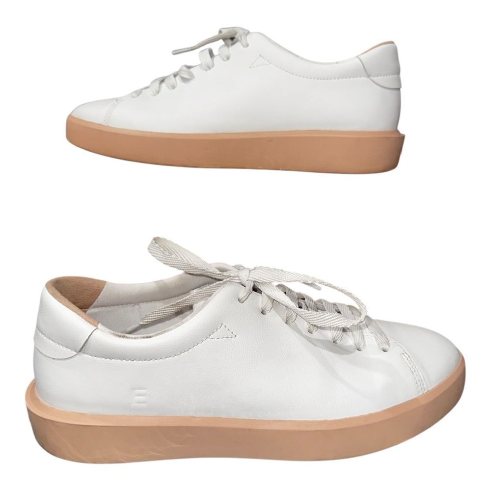 Everlane Unisex White The ReLeather® Tennis Shoe F8.5/M6.5 Gum Sole Leather